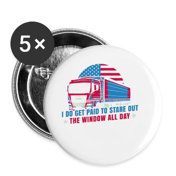 My Teacher was wrong Truck Driver Gift - Buttons large 2.2''/56 mm (5-pack) - white - Front