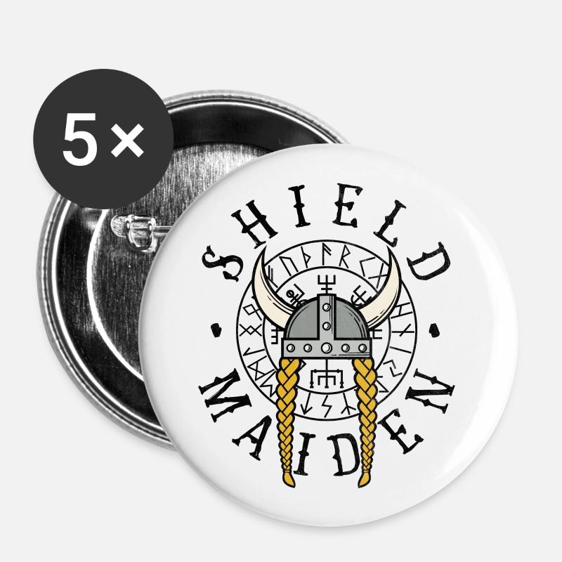 Shield Maiden - Buttons large 2.2''/56 mm (5-pack) - white