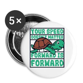 La vitesse n’a pas d’importance vers l’avant est vers l’avant - Lot de 5 grands badges (56 mm) - blanc - Devant