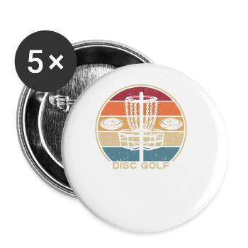 Retro Frisbee Golf Basket Disc Disc Golfer - Buttons large 2.2''/56 mm (5-pack) - white - Front