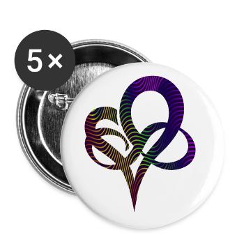Infinity Heart Bunte Linien Liebe Herz Symbol - Buttons groß 56 mm (5er Pack) - Weiß - Vorne