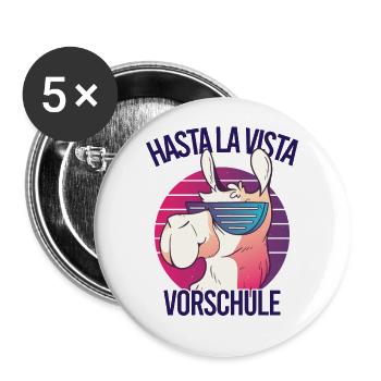 Vorschulkind Verabschieden Kindergarten Vorschule - Buttons groß 56 mm (5er Pack) - Weiß - Vorne