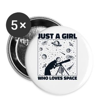 Juste une fille qui aime l’astronomie cosmologiste spatiale - Lot de 5 grands badges (56 mm) - blanc - Devant