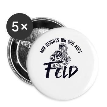 Mir reichts ich geh aufs Feld Polocrosse Trainer - Buttons groß 56 mm (5er Pack) - Weiß - Vorne