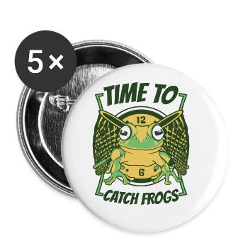 Il est temps d’attraper des grenouilles arboricole crapaud attrape-grenouilles - Lot de 5 grands badges (56 mm) - blanc - Devant