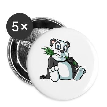 Cute panda bear with bamboo - Buttons large 2.2''/56 mm (5-pack) - white - Front