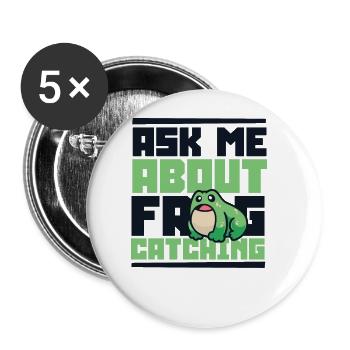 Posez-moi des questions sur le crapaud têtard attrapant des grenouilles - Lot de 5 grands badges (56 mm) - blanc - Devant