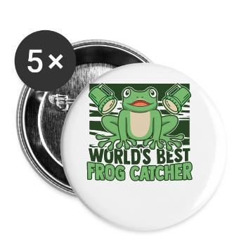 Meilleure grenouille au monde Grenouille crapaud crapaud - Lot de 5 grands badges (56 mm) - blanc - Devant