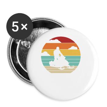 Retro Motorschlitten Schneemotorrad Snowmobile - Buttons groß 56 mm (5er Pack) - Weiß - Vorne