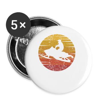 Retro Motorschlitten Schneemotorrad Snowmobile - Buttons groß 56 mm (5er Pack) - Weiß - Vorne