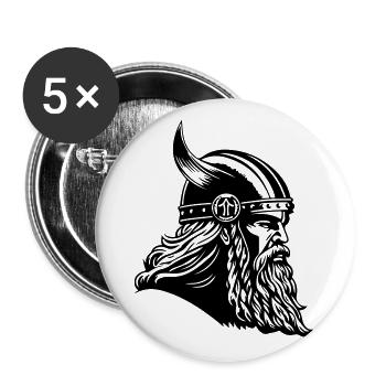 Viking Head Warrior Viking - Buttons large 2.2''/56 mm (5-pack) - white - Front