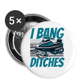 I Bang Ditches Snowmobile Motorschlitten Fahrer - Buttons groß 56 mm (5er Pack) - Weiß - Vorne