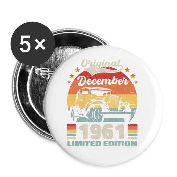 December 1961 Birthday present December 1961 - Buttons large 2.2''/56 mm (5-pack) - white - Front