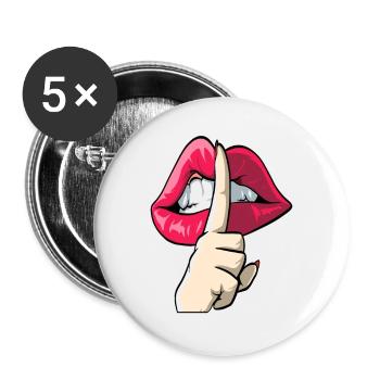 Zeigefinger vor dem Mund - Buttons groß 56 mm (5er Pack) - Weiß - Vorne