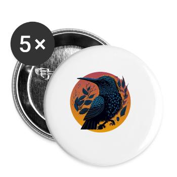 Nature Lovers - Charming Hummingbird - Buttons groß 56 mm (5er Pack) - Weiß - Vorne
