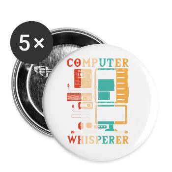 Computer Whisperer IT-Betrieb Informatiker - Buttons groß 56 mm (5er Pack) - Weiß - Vorne