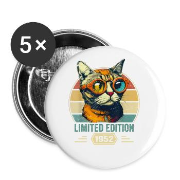 Awesome since 1952 Cat Birthday Gift - Buttons large 2.2''/56 mm (5-pack) - white - Front