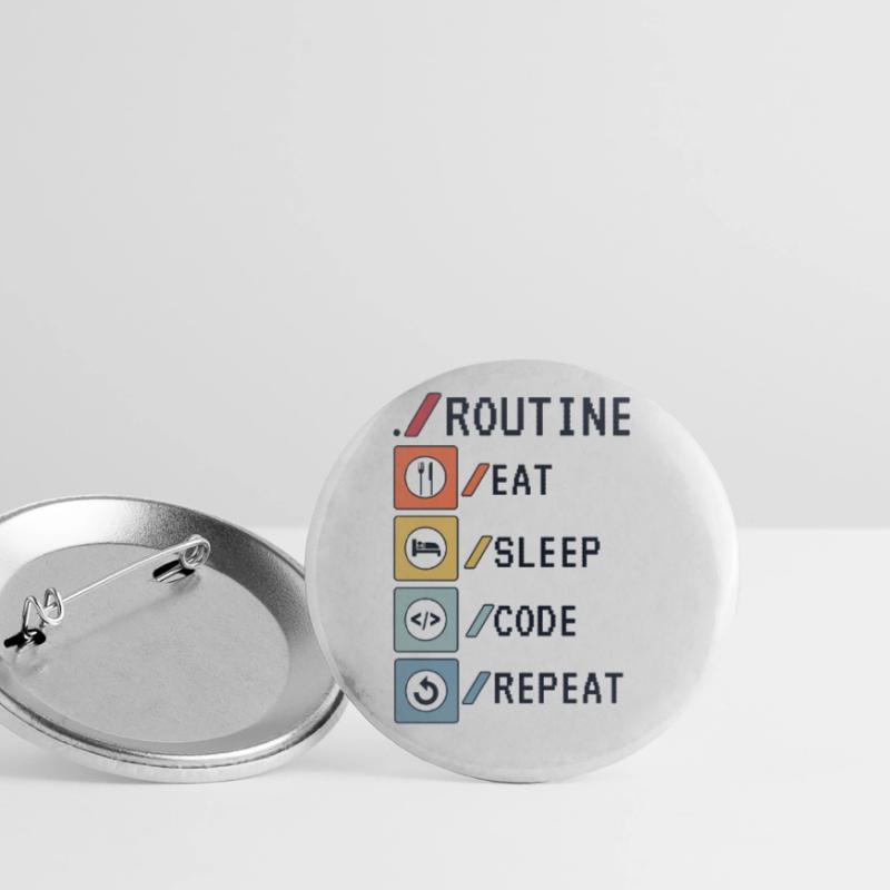 Routine Eat Sleep Code Repeat Developer Coder Buttons large 2.2''/56 mm (5-pack)