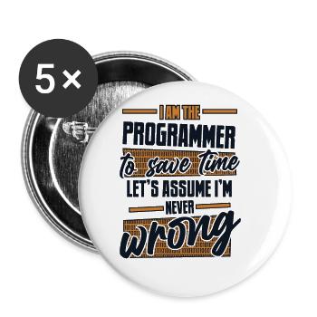 Programmeur Supposons que je ne me trompe jamais de codeur - Lot de 5 grands badges (56 mm) - blanc - Devant