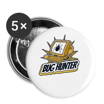 Bug Hunter Software Engineer Developer Coder - Buttons large 2.2''/56 mm (5-pack) - white - Front