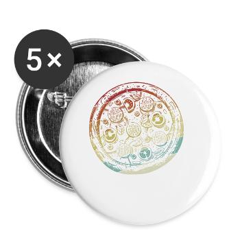 Retro Pizza Pizza Tray Pizza Oven Pizza Lover - Buttons large 2.2''/56 mm (5-pack) - white - Front