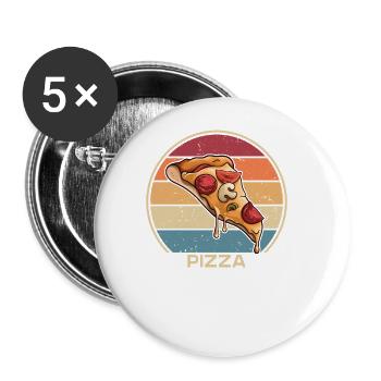 Retro Pizza Tray Pizza Oven Pizza Pizza Lovers - Buttons large 2.2''/56 mm (5-pack) - white - Front