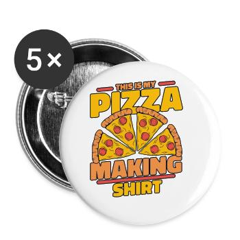 This Is My Pizza Making Clothing Pizzaofen Pizza - Buttons groß 56 mm (5er Pack) - Weiß - Vorne