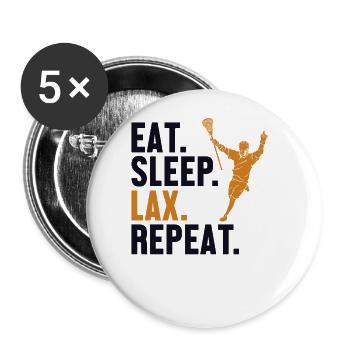Eat Sleep Lax Repeat Intercrosse Lax Player - Buttons large 2.2''/56 mm (5-pack) - white - Front