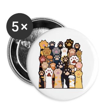 Pattes de chat Dessins amoureux des chats avec chat - Lot de 5 grands badges (56 mm) - blanc - Devant