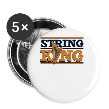 String King Harfenmusik Harfe Konzertharfe - Buttons groß 56 mm (5er Pack) - Weiß - Vorne