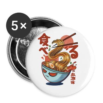 Ramen Nudelsuppen im Anime und Manga Stil - Buttons groß 56 mm (5er Pack) - Weiß - Vorne