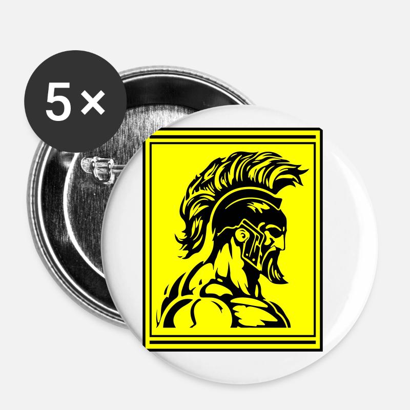 Spartan Warrior Gladiator Muskeln - Buttons groß 56 mm (5er Pack) - Weiß