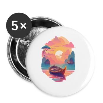Sunset Serenade, Ninh Binh - Buttons groß 56 mm (5er Pack) - Weiß - Vorne