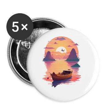 Sunset Serenade, Ninh Binh - Buttons groß 56 mm (5er Pack) - Weiß - Vorne