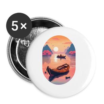 Sunset Serenade, Ninh Binh - Buttons groß 56 mm (5er Pack) - Weiß - Vorne