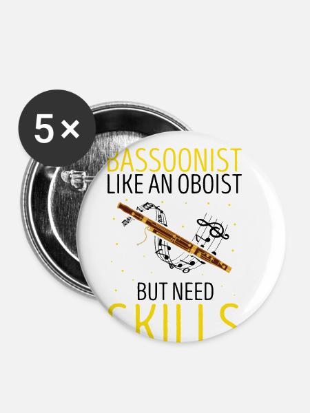 Orchester und Holzblasinstrument - Buttons groß 56 mm (5er Pack) - Weiß
