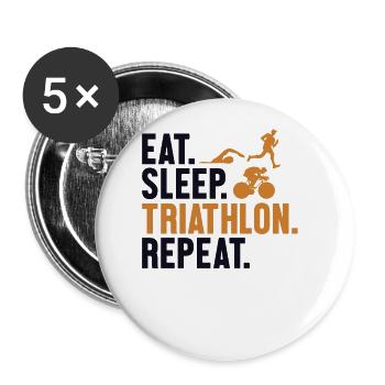 Eat Sleep Triathlon Repeat Triathlete Training - Buttons large 2.2''/56 mm (5-pack) - white - Front