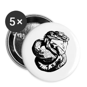 Snake Tattoo Cobra - Buttons large 2.2''/56 mm (5-pack) - white - Front