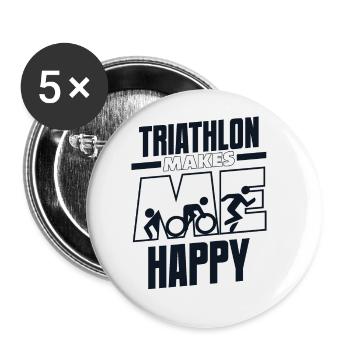 Triathlon Makes Me Happy Training Triathlon Bike - Buttons large 2.2''/56 mm (5-pack) - white - Front