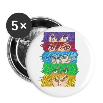 Anime Character Eyes Manga Drawing Cartoon - Buttons large 2.2''/56 mm (5-pack) - white - Front