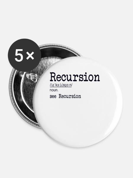 Recursion Definition Developer Coder Programmierer - Buttons groß 56 mm (5er Pack) - Weiß