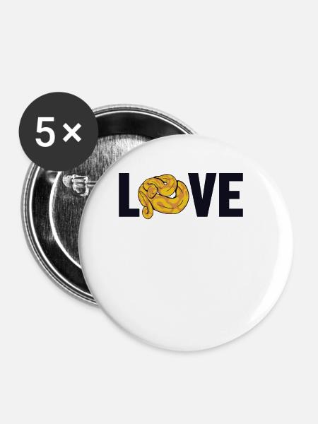 Love Schuppenkriechtiere Python Schlange Banana - Buttons groß 56 mm (5er Pack) - Weiß