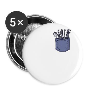 Carpenter Chest Pocket Tischler Holzmechaniker - Buttons groß 56 mm (5er Pack) - Weiß - Vorne