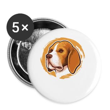 Wauwau Male Four-legged Dog Owner Beagle Dog - Buttons large 2.2''/56 mm (5-pack) - white - Front