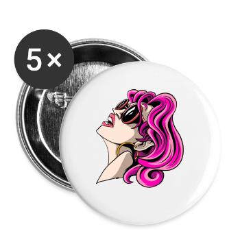 90er Jahre Frauen 90s Mädchen 90er Party - Buttons groß 56 mm (5er Pack) - Weiß - Vorne