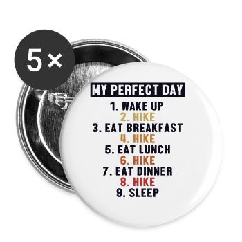 Randonnée Journée parfaite Randonnée Randonnée Randonnée en montagne - Lot de 5 grands badges (56 mm) - blanc - Devant