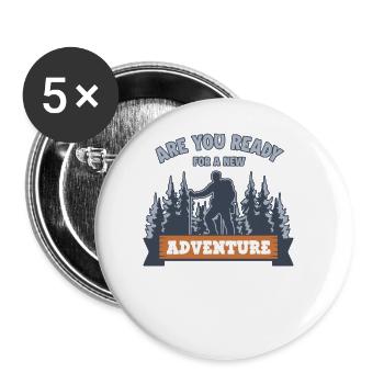 Ready For New Adventure Hiking Trekking - Buttons large 2.2''/56 mm (5-pack) - white - Front