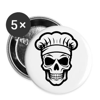 Cook Skull - Buttons large 2.2''/56 mm (5-pack) - white - Front
