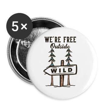Nous sommes gratuits à l’extérieur Randonnée Trekking Randonnée en montagne - Lot de 5 grands badges (56 mm) - blanc - Devant