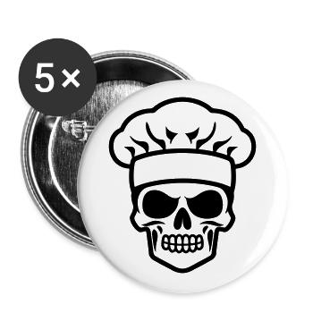 Cook Skull - Buttons large 2.2''/56 mm (5-pack) - white - Front